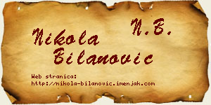 Nikola Bilanović vizit kartica